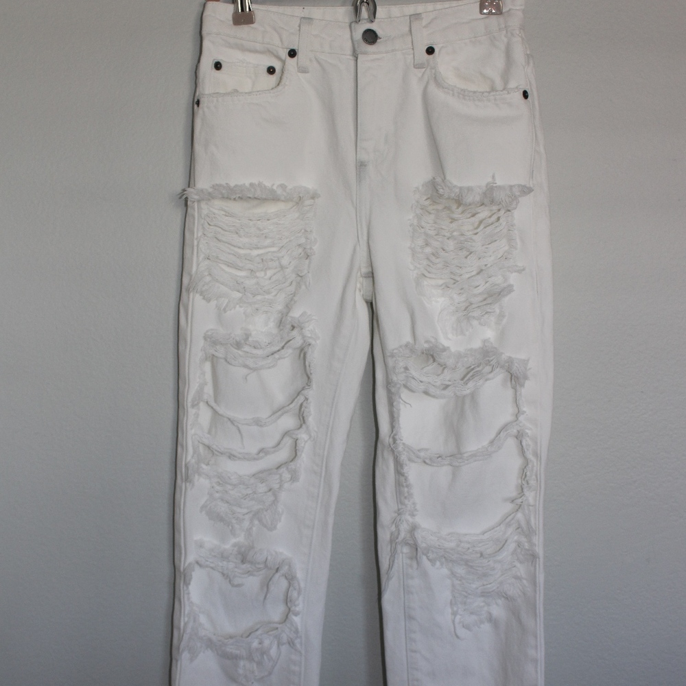 CARMAR Distressed White Denim Jeans, size: 24